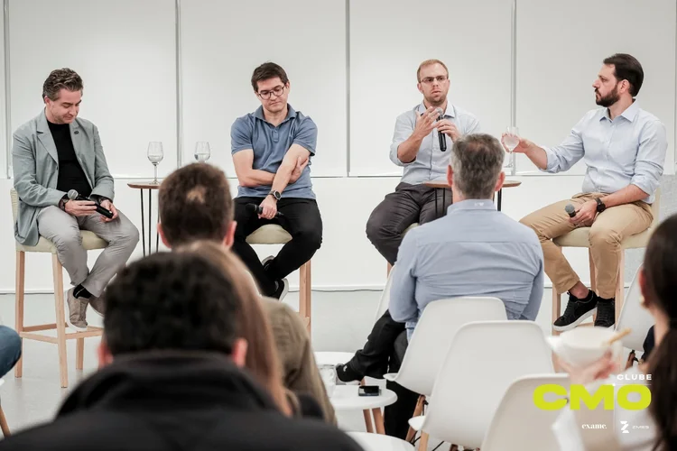 Marcelo Tripoli, CEO da Zmes, Tulio Landin, CEO da Dengo, Gustavo Bassetti, sócio da gestora Just Climate;,e André Pazeta, CFO da Smart Fit (Eduardo Frazão)