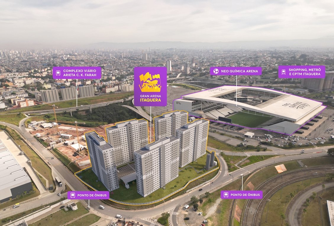 Projeção de como será o empreendimento Gran Arena Itaquera