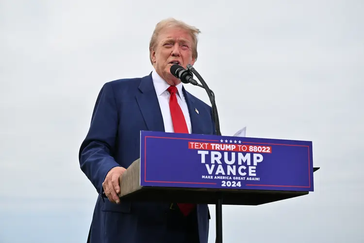 Former US President and Republican presidential candidate Donald Trump speaks during a press conference at Trump National Golf Club Los Angeles in Rancho Palos Verdes, California, on September 13, 2024. (Photo by Robyn Beck / AFP) (Robyn Beck/AFP)