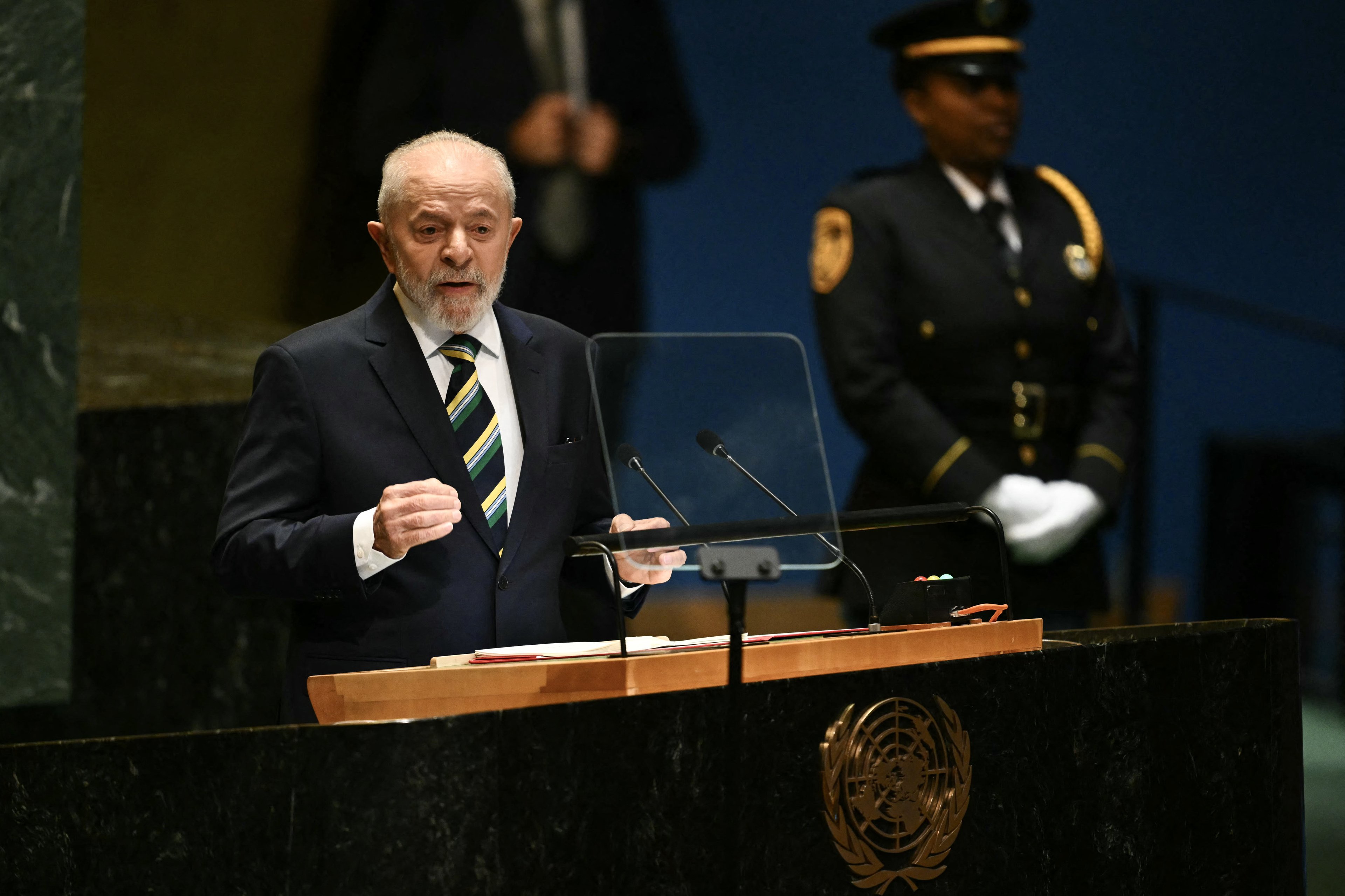 O presidente Lula, durante discurso na 79ª Assembleia Geral da ONU, em Nova York