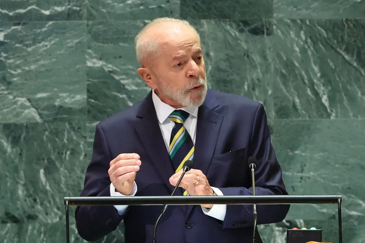 O presidente Lula, durante discurso na 79ª Assembleia Geral da ONU, em Nova York
 (Michael M. Santiago/AFP)