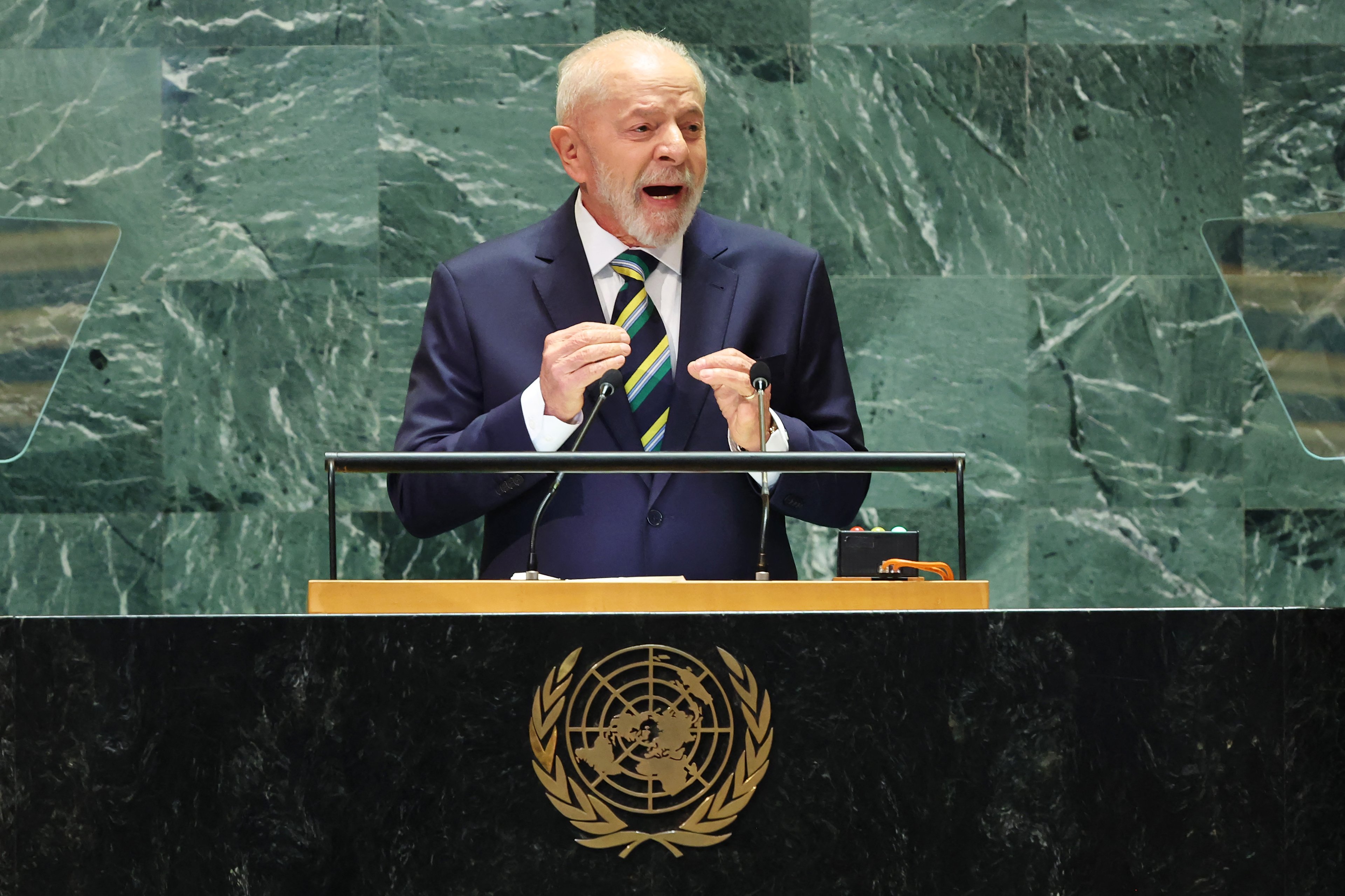 O presidente Lula, durante discurso na 79ª Assembleia Geral da ONU, em Nova York