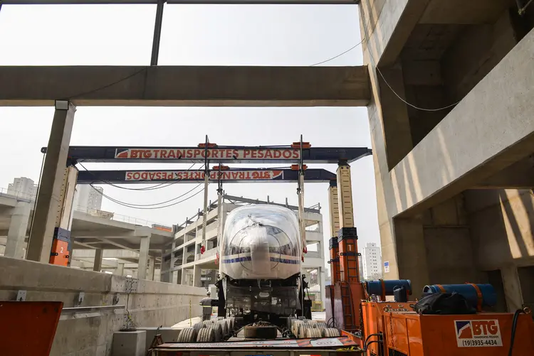 Primeiro trem da futura Linha 17-Ouro do Metrô de São Paulo (Mônica Andrade/Governo do Estado de SP/Divulgação)