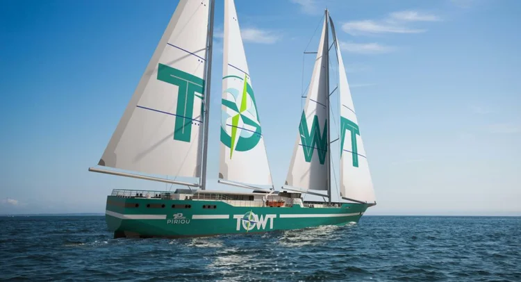 Startup francesa aposta em navio de cargo sustentável para mudar a navegação pelo mundo. (Ronan Gladu/TOWT/Divulgação)