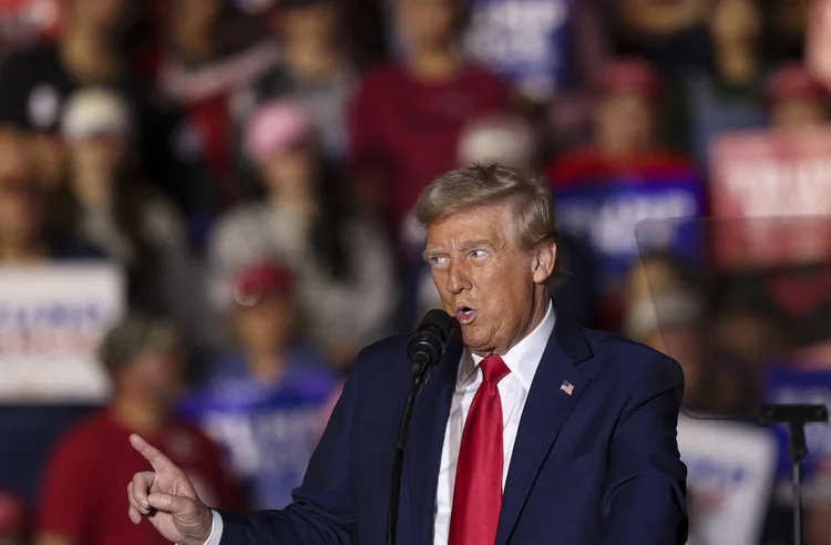 Former US President and Republican presidential candidate Donald Trump speaks during a campaign rally at the Williams Arena at Minges Coliseum in Greenville, North Carolina, October 21, 2024. (Photo by Logan CYRUS / AFP)