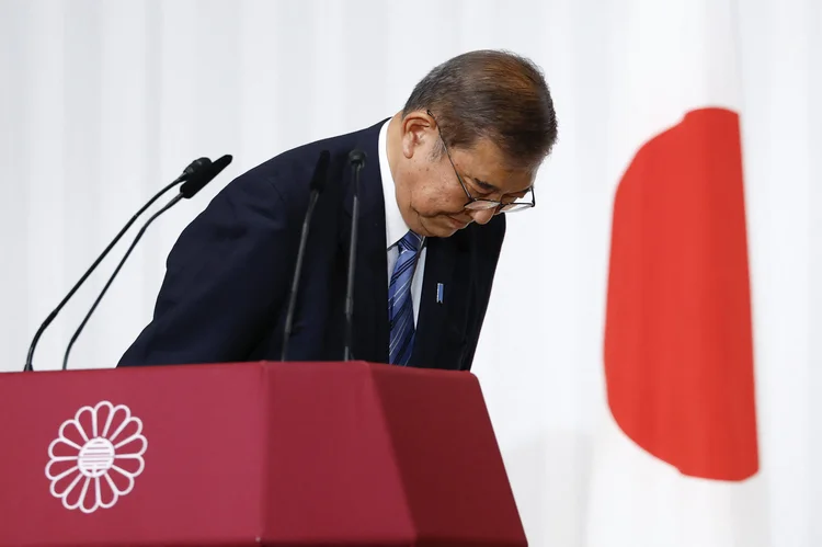 Premiê durante coletiva de imprensa nesta segunda-feira (Kim Kyung-Hoon / AFP)