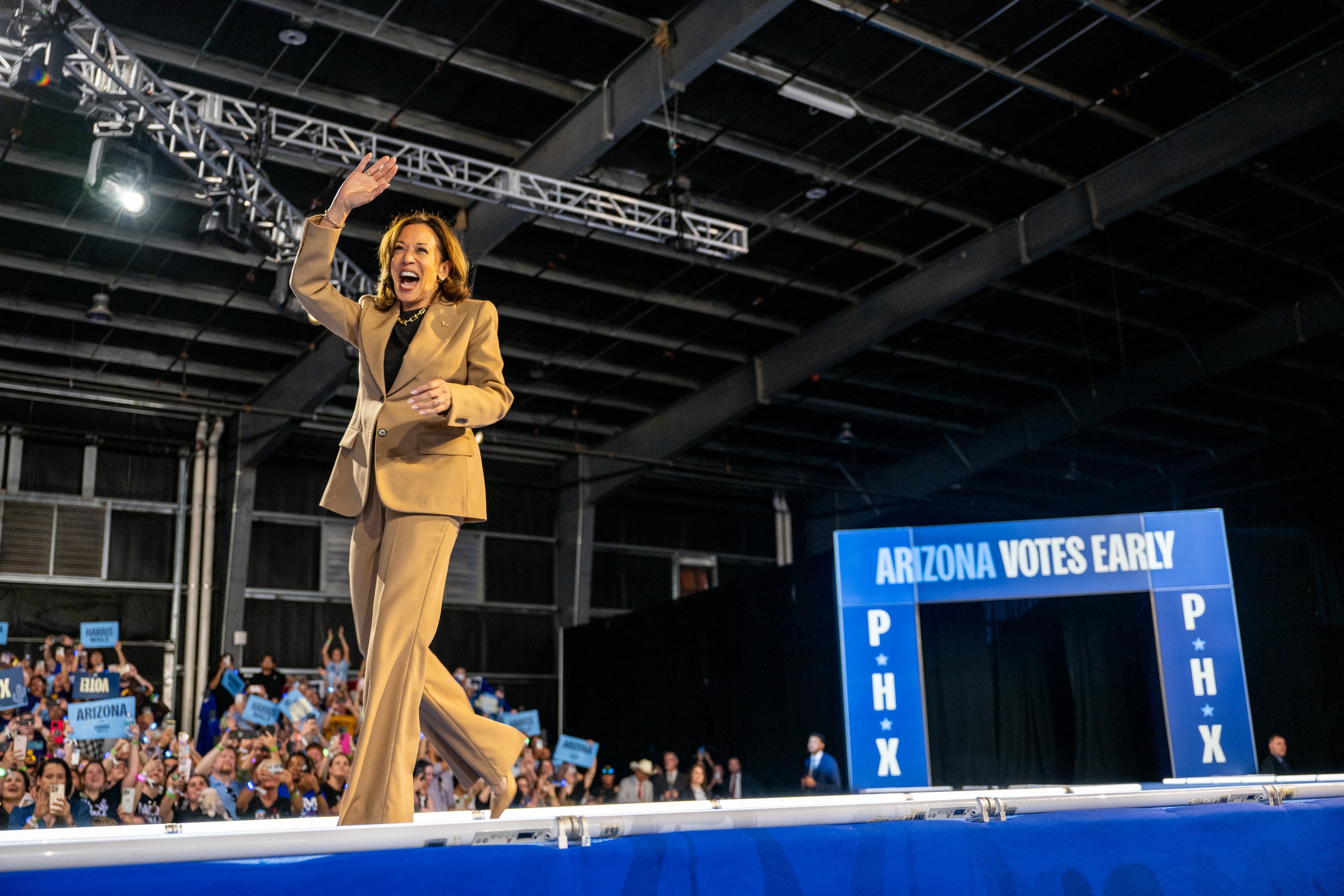 Kamala Harris, durante comício em Chandler, Arizona, em 10 de outubro