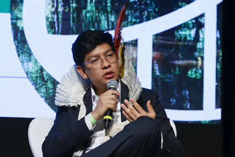 Eric Terena, durante evento em São Paulo (Isaac Fontana/EFE)