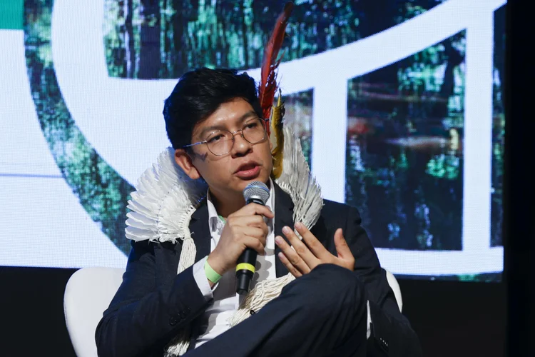 Eric Terena, durante evento em São Paulo (Isaac Fontana/EFE)