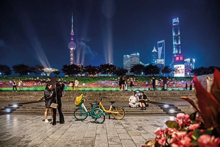 Vista de Xangai: o Pudong, região com arranha-céus modernos (Leandro Fonseca/Exame)