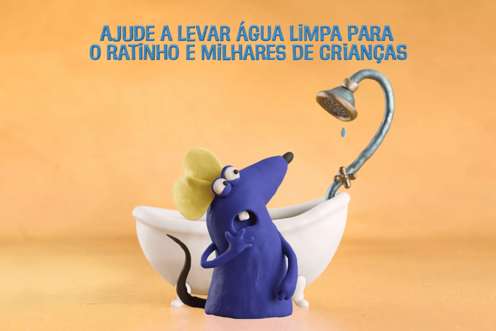 Ratinho, do Castelo Rá-Tim-Bum, enfrenta a dificuldade de acesso à água em campanha da UNICEF