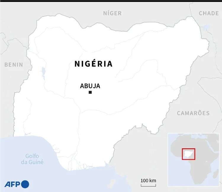 Mapa da Nigéria com a localização da capital Abuja. (AFP)