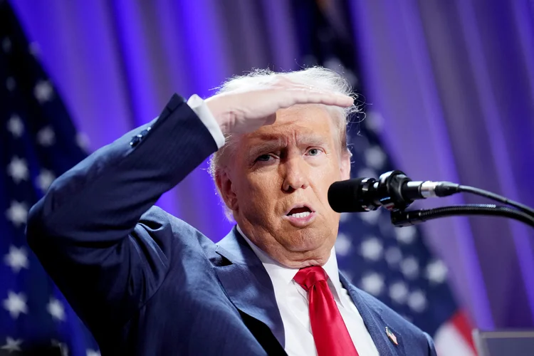 WASHINGTON, DC - NOVEMBER 13: U.S. President-elect Donald Trump speaks at a House Republicans Conference meeting at the Hyatt Regency on Capitol Hill on November 13, 2024 in Washington, DC. As is tradition with incoming presidents, Trump is traveling to Washington, DC to meet with U.S. President Joe Biden at the White House as well as meet with Republican congressmen on Capitol Hill.   Andrew Harnik/Getty Images/AFP (Photo by Andrew Harnik / GETTY IMAGES NORTH AMERICA / Getty Images via AFP)