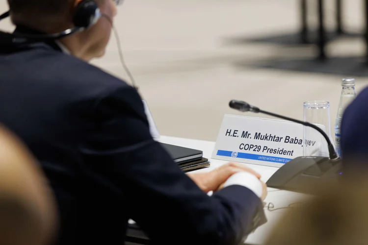 Presidência da COP29 em declaração para a imprensa: "apresentar uma amplitude numérica detalhada neste momento não seria útil". (UNFCCC/Divulgação)