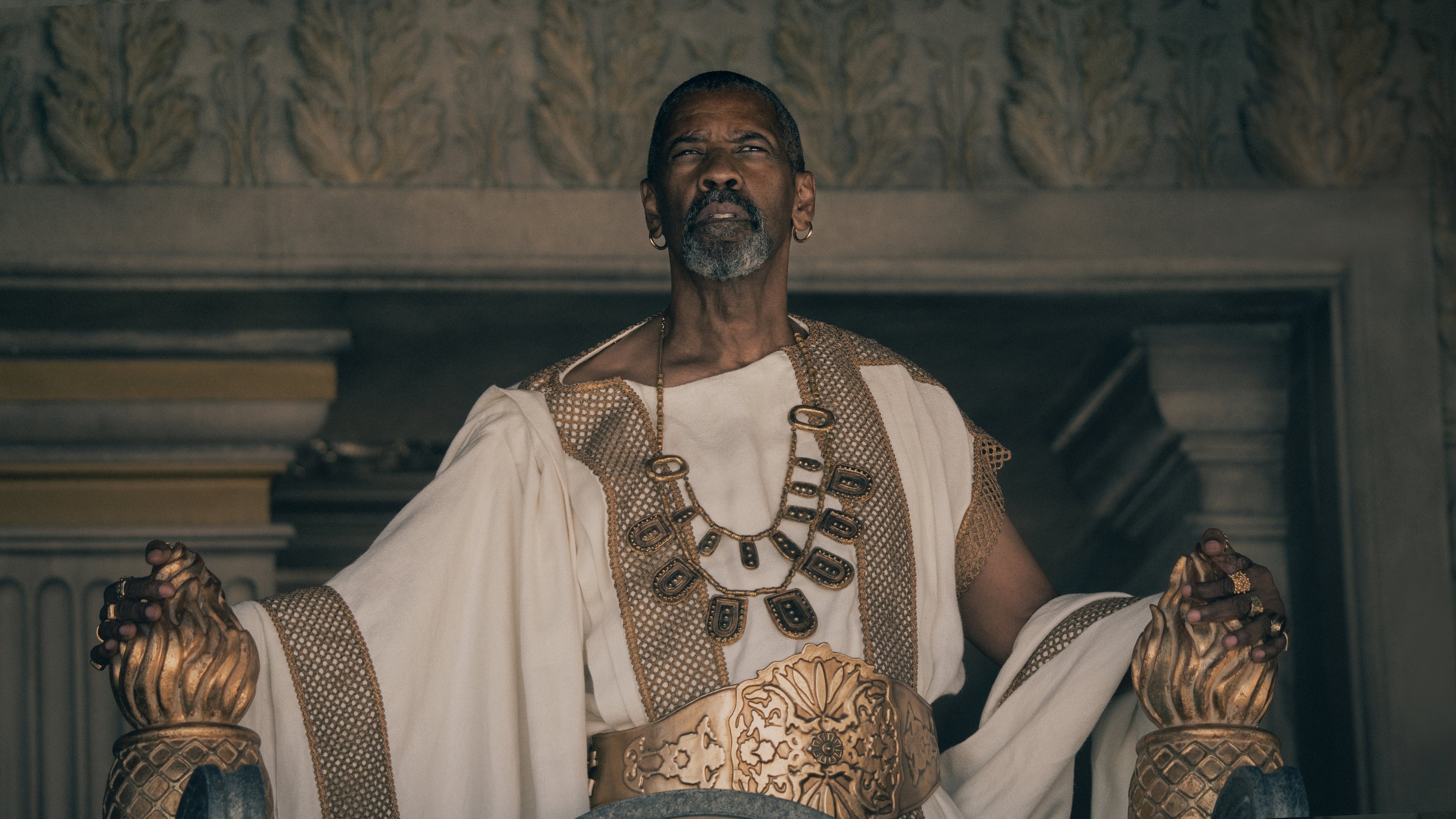 Denzel Washington plays Macrinus in Gladiator II from Paramount Pictures.