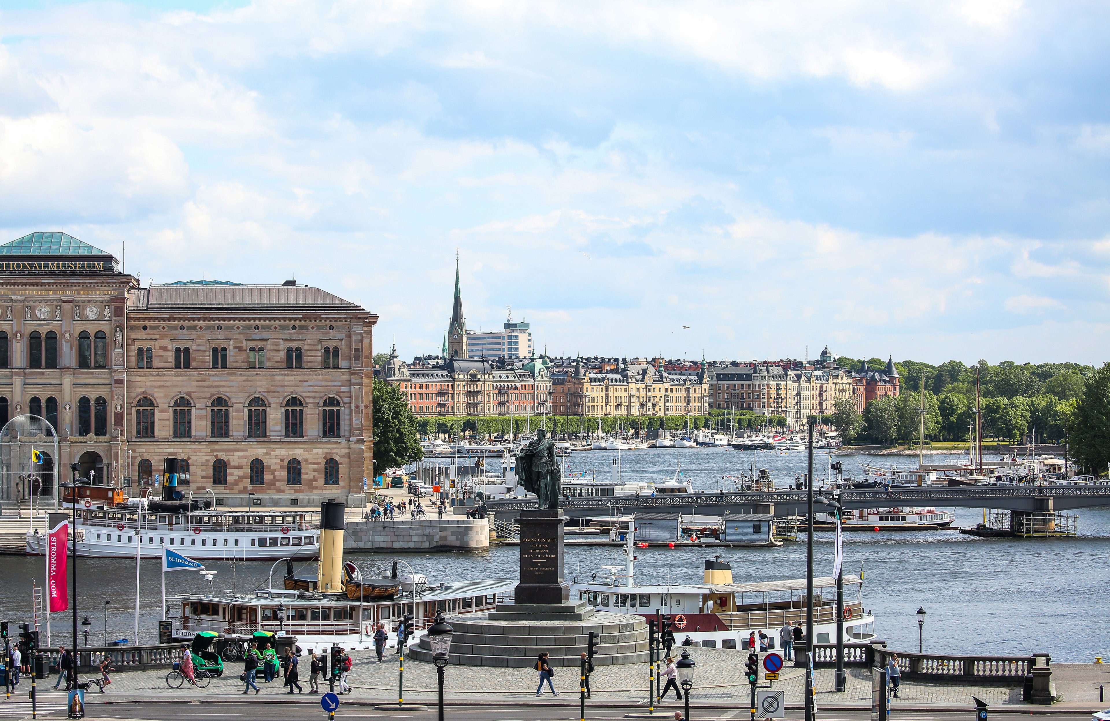 The statue of King Gustav III is standing in the old town of Stockholm, Sweden, on June 6, 2024