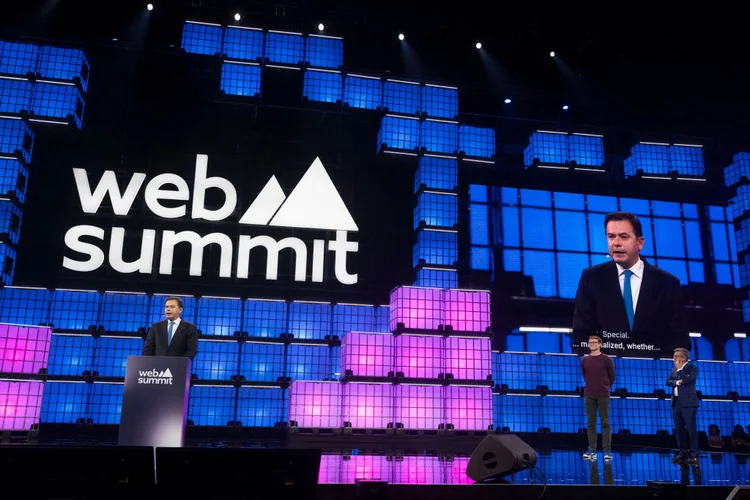 Primeiro ministro de Portugal, Luis Montenegro, durante o Web Summit em Lisboa (PATRICIA DE MELO MOREIRA/AFP)