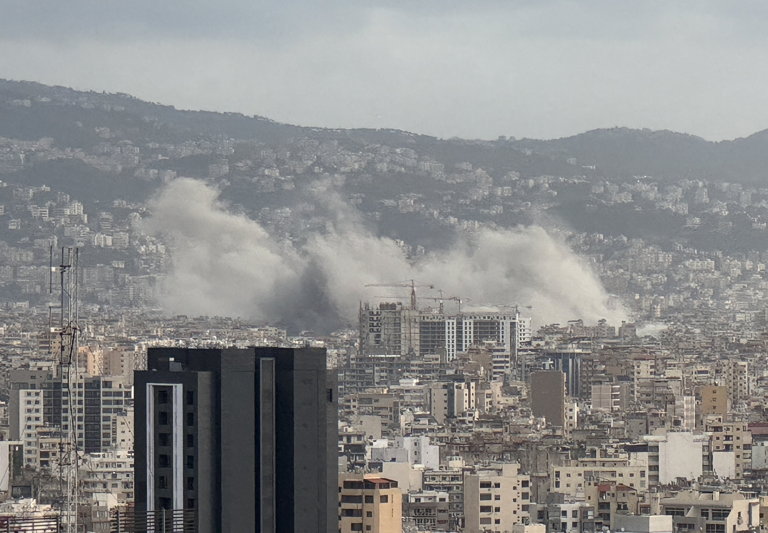 BEIRUT, LEBANON - NOVEMBER 24: Smoke rises over residential area following the Israeli attacks on Dahieh region of Beirut, Lebanon on November 24, 2024