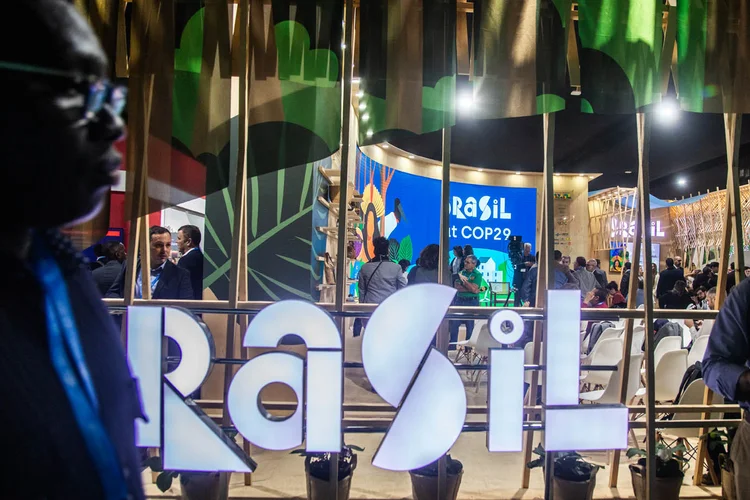 Pavilhão do Brasil na COP29: delegação oficial, chefiada pelo vice-presidente Geraldo Alckmin, terá programação curta em Baku. (Leandro Fonseca/Exame)