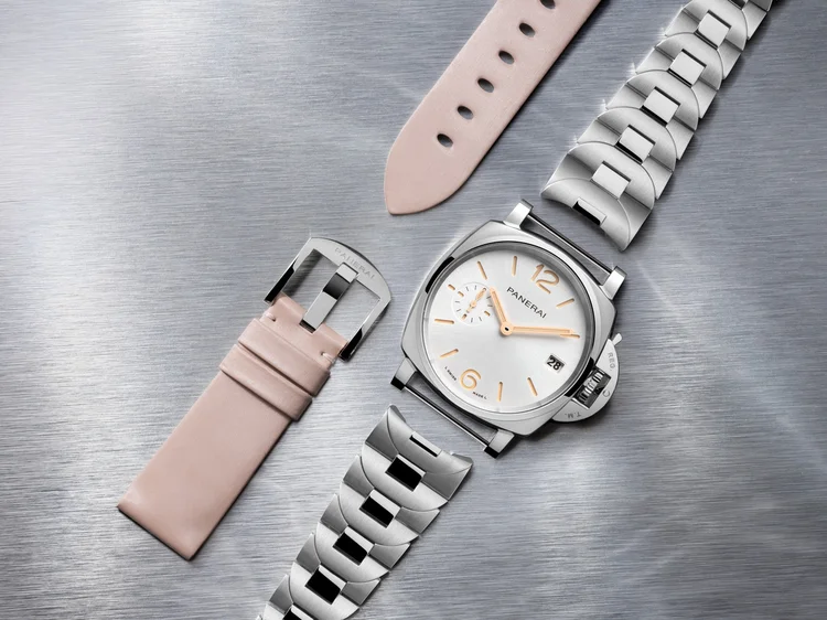 PAM01508: pulseira em couro bovino acetinado rosa e uma fivela de aço Pin (Divulgação/Divulgação)