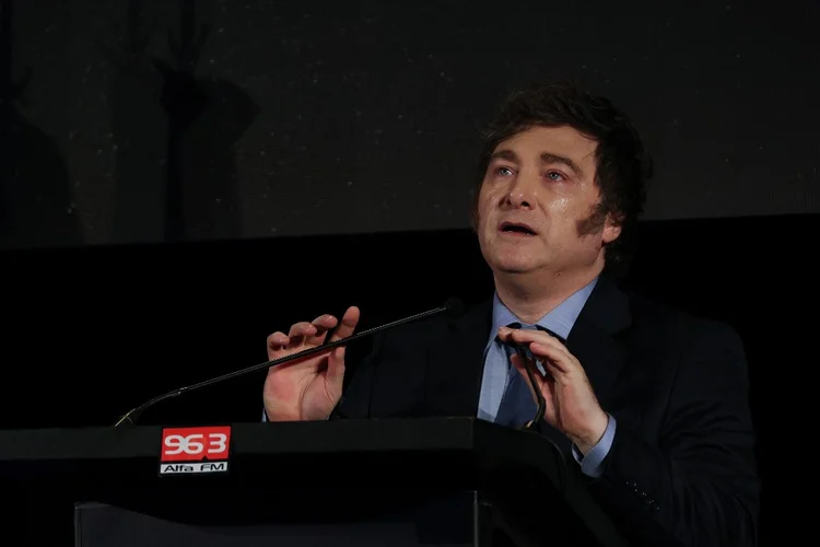 Javier Milei, presidente da Argentina, durante discurso em dezembro (Nicolas Garcia/AFP)