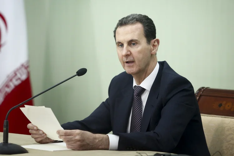 DAMASCUS, SYRIA - MAY 03: Syria's President Bashar al-Assad, seen during the Signing of the comprehensive program of strategic and long-term cooperation between Iran and Syria, On May 03, 2023 In Damascus, Syria. (Photo by Borna News/Matin Ghasemi/Aksonline ATPImages/Getty Images) (Borna News/Matin Ghasemi/Aksonline ATPImages/Getty Images)