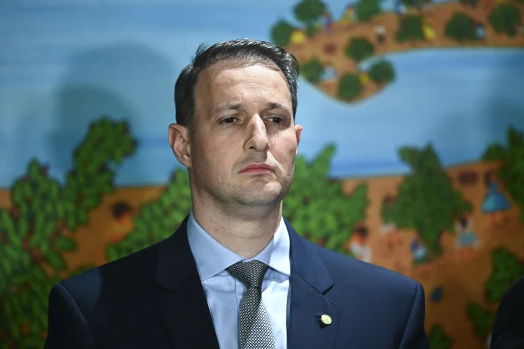 Guilherme Derrite, secretário licenciado e relator na Câmara do PL Antifacção. Foto de Ton Molina/Getty Images) (Ton Molina/Getty Images)