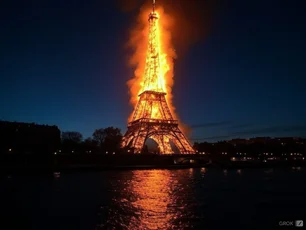 Imagem referente à matéria: Torre Eiffel é evacuada devido a incêndio e curto-circuito em sistema de elevadores; veja vídeo