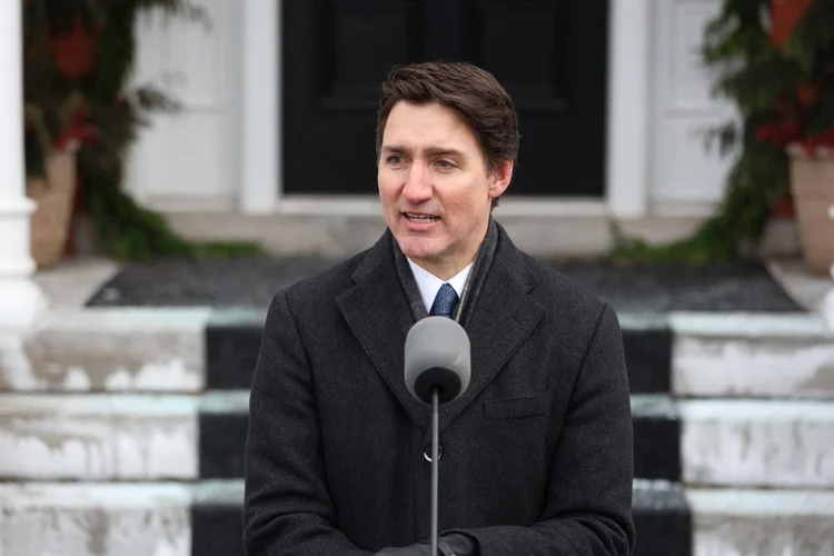 Justin Trudeau, premiê do Canadá, ao anunciar que deixará o cargo (Dave Chan/AFP)