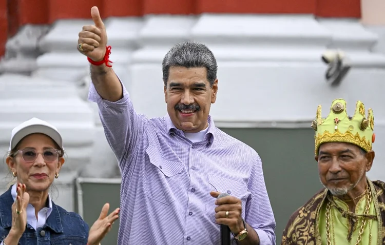 Nicolás Maduro, presidente da Venezuela, durante evento em Miraflores no Dia de Reis (Juan Barreto/AFP)