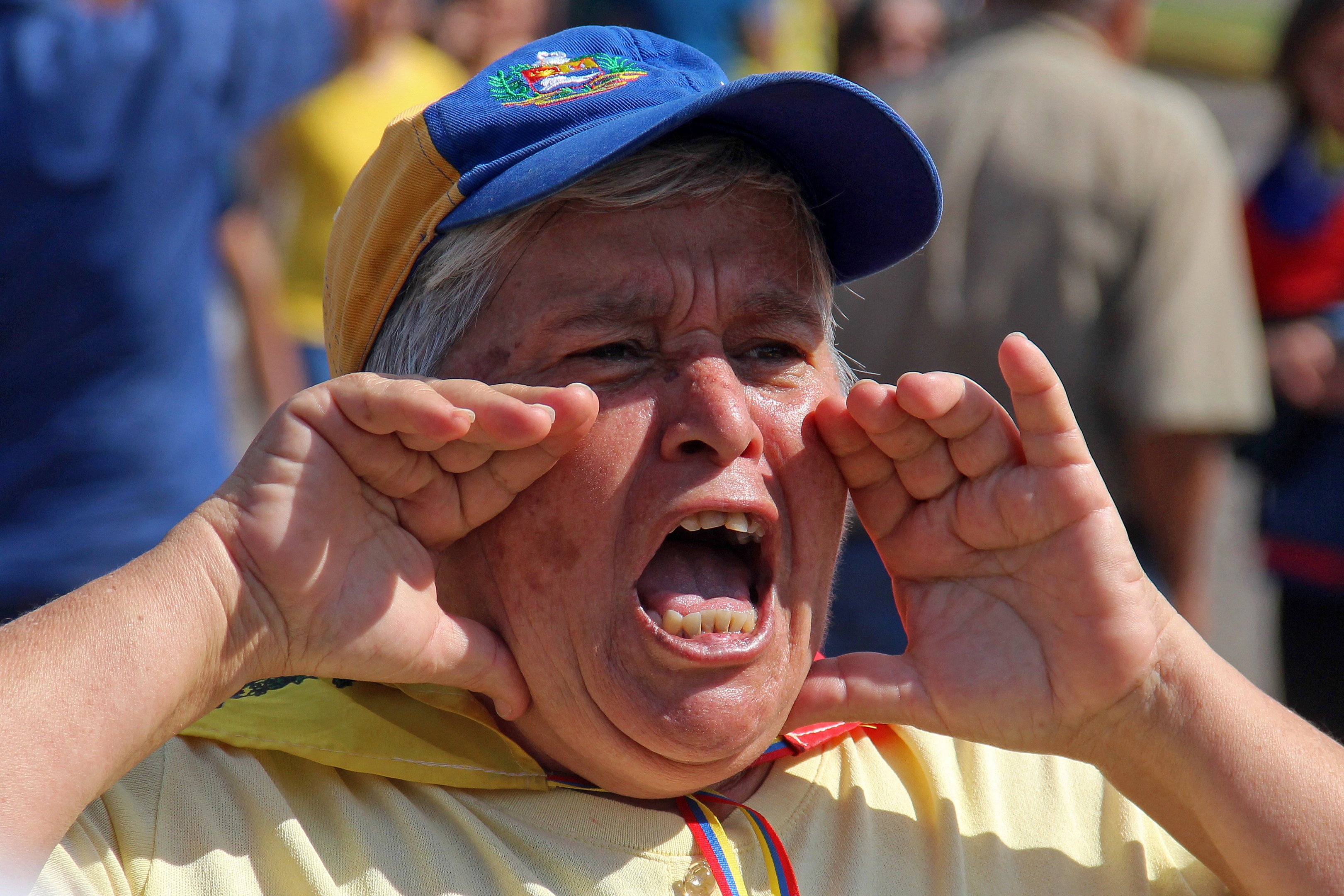 A demonstrator shouts slogans during a protest called by the opposition, in San Cristobal, Tachira State, Venezuela, on January 9, 2025, on the eve of the presidential inauguration. Venezuela is on tenterhooks facing demonstrations called by both the opposition and government supporters a day before President Nicolas Maduro is due to be sworn in for a third consecutive term and despite multiple countries recognizing opposition rival Edmundo Gonzalez Urrutia as the legitimate president-elect following elections past July. (Photo by Johnny PARRA / AFP)