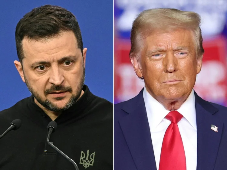 Volodomyr Zelensky, presidente da Ucrânia, e Donald Trump, presidente eleito dos EUA, em montagem (AFP)