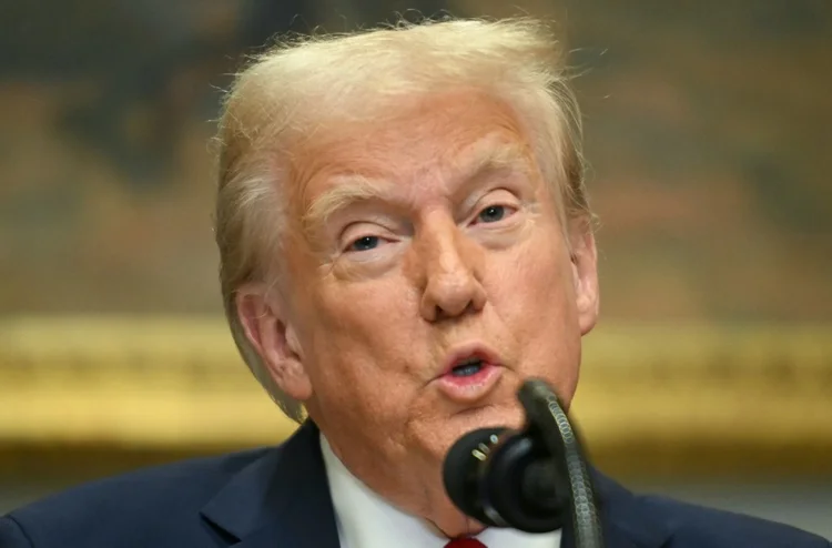 US President Donald Trump speaks in the Roosevelt Room at the White House on January 21, 2025, in Washington, DC. (Photo by Jim WATSON / AFP)