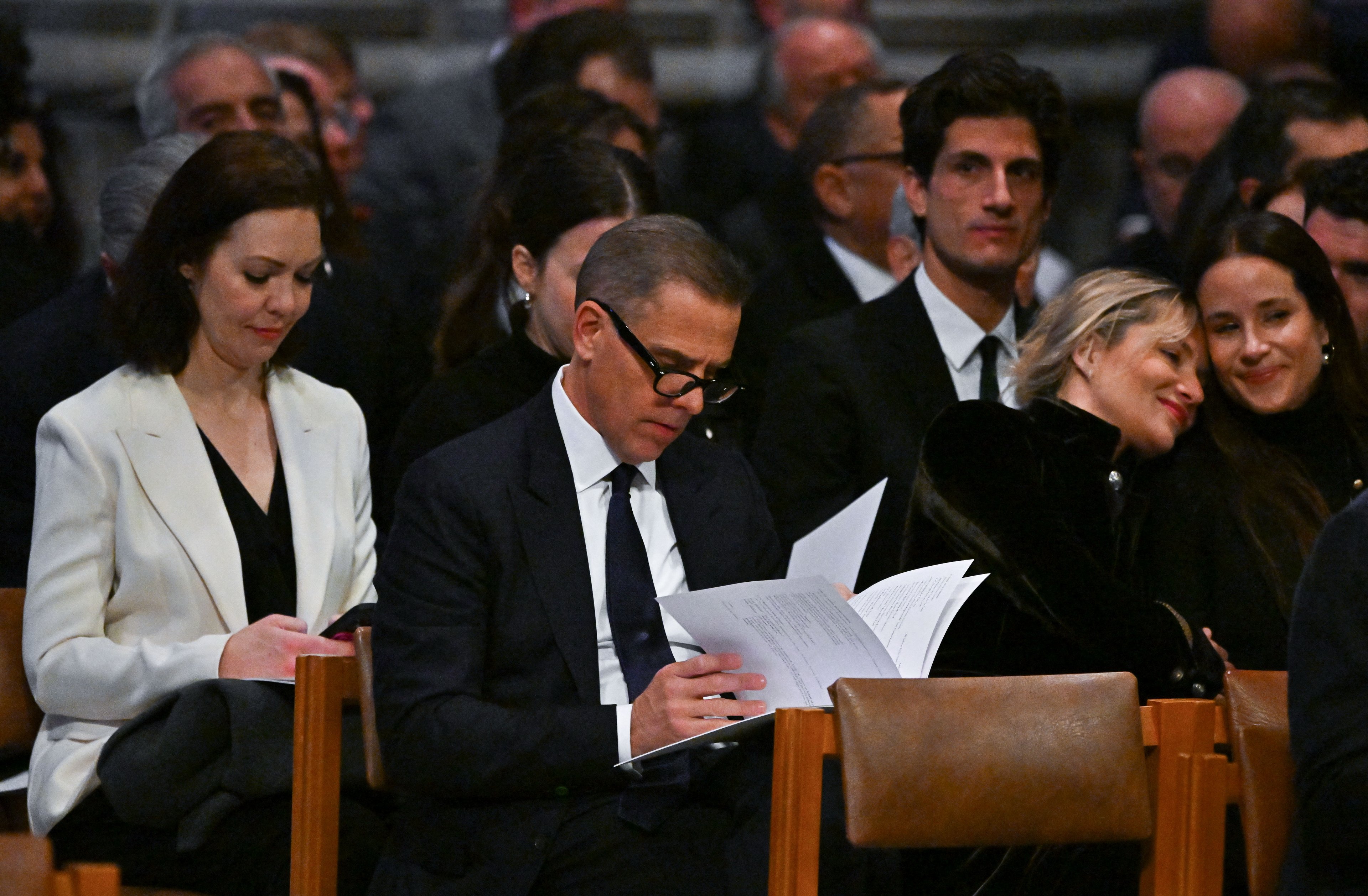 WASHINGTON, DC - JANUARY 9: Hunter Biden, son of President Joe Biden, arrives ahead of the state funeral services for former President Jimmy Carter at the National Cathedral on January 9, 2025 in Washington, D.C. President Joe Biden declared today a national day of mourning for Carter, the 39th President of the United States, who died at the age of 100 on December 29, 2024 at his home in Plains, Georgia.   Ricky Carioti - Pool/Getty Images/AFP (Photo by POOL / GETTY IMAGES NORTH AMERICA / Getty Images via AFP)