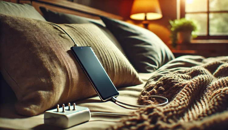 Smartphones são radioativos? Entenda os riscos de dormir com o celular em cima da cama (Imagem gerada com auxílio de Inteligência Artificial)