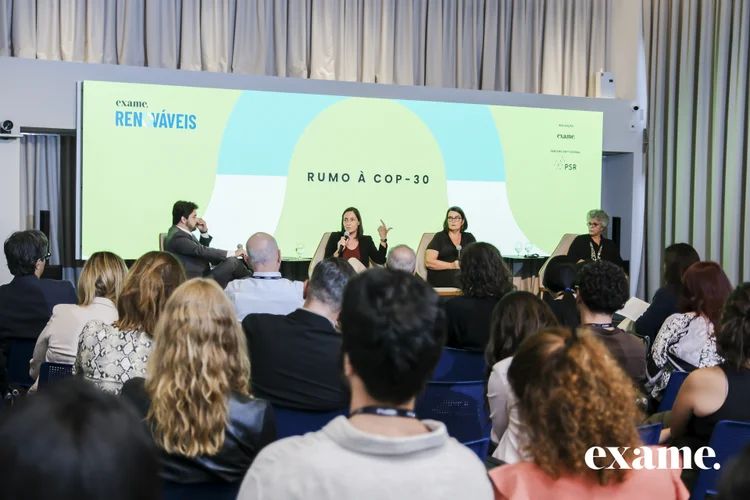 Primeiro painel do evento promovido pela EXAME discutiu o que devemos esperar da COP30 no Brasil em 2025  (Eduardo Frazão)