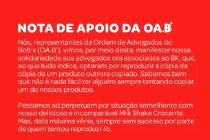 Após ação do Burger King com advogados, Bob’s emite nota de apoio da OA.B'