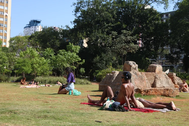 Pessoas tomam sol no Parque Augusta - Prefeito Bruno Covas, em Bela Vista (Agência Brasil)