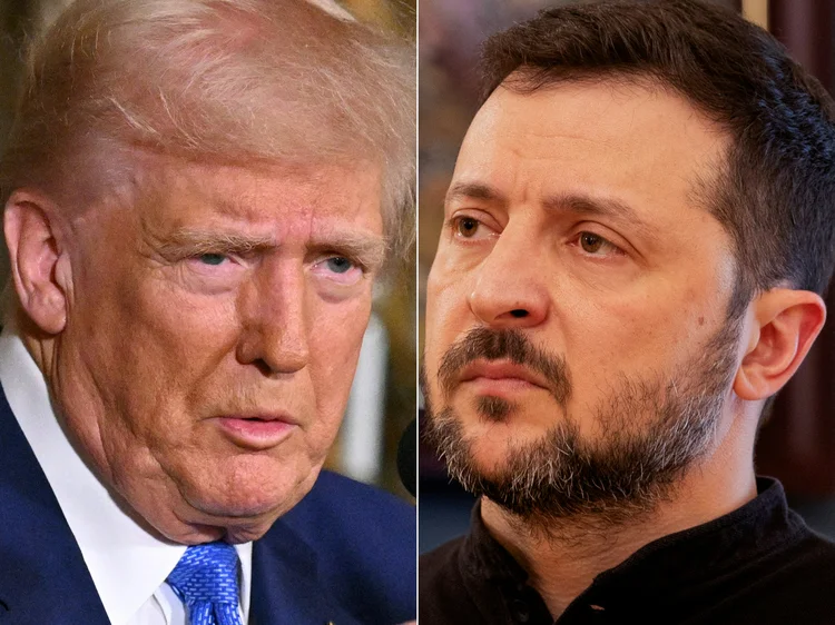 Donald Trump e Volodímir Zelenski discutirão os termos do acordo em Washington (ROBERTO SCHMIDT e Tetiana DZHAFAROVA/AFP)