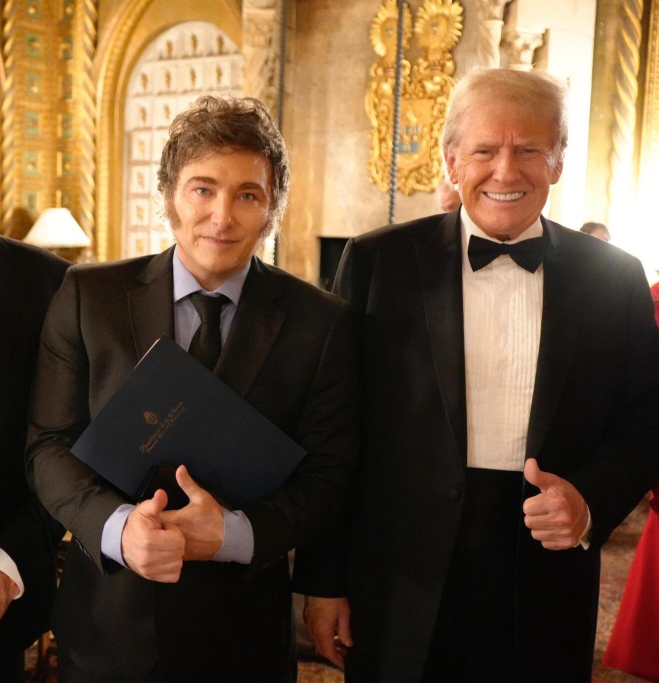 Os presidentes Javier Milei e Donald Trump, em evento nos EUA