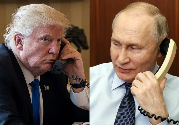 Montagem mostra os presidentes Donald Trump e Vladimir Putin (AFP)