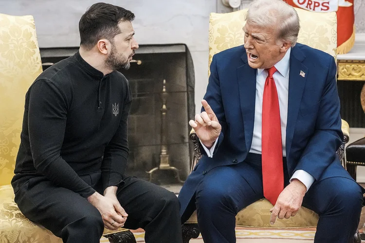 Escalada das tensões: reunião entre Donald Trump e Volodymyr Zelensky na Casa Branca em fevereiro  (Andrew Harnik/Getty Images)