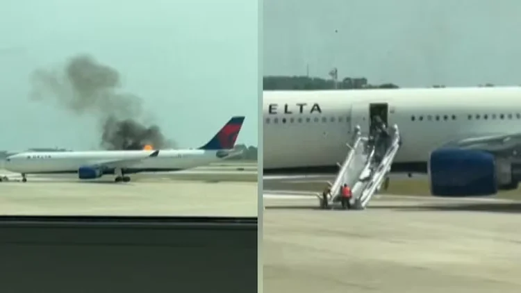 Vídeo: Avião pega fogo no Aeroporto de Orlando, nos EUA, e passageiros precisam desembarcar às pressas (Reprodução/AFP)