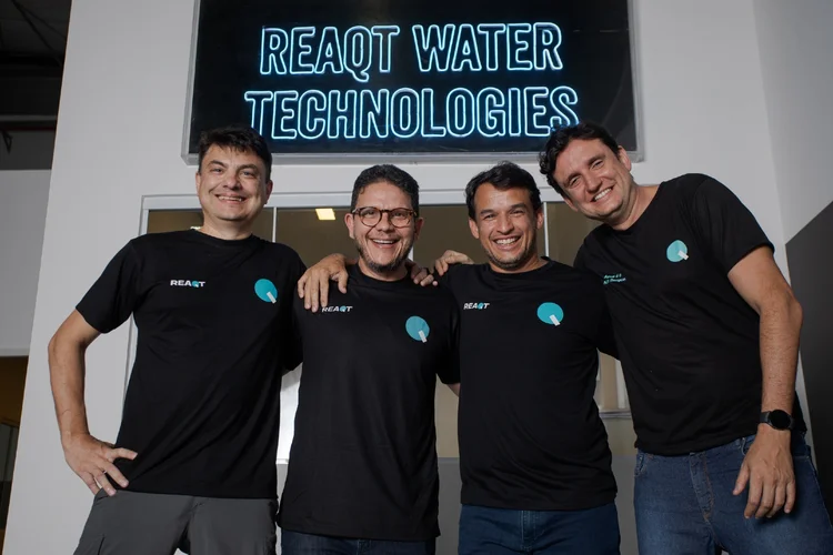 Marcos Heitor Cardoso (CEO), Anderson Rocha (CFO), Cesar Argentieri  (diretor de projetos), Paulino Almeida (diretor comercial), da Reaqt: empresa dá primeira entrevista para a imprensa
