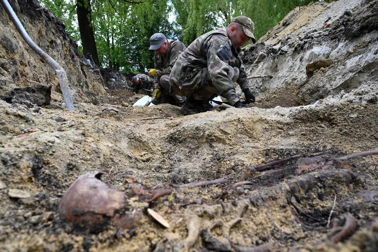 Serviços de emergência da Ucrânia declararam que uma bomba caiu em uma área residencial perto de Bilopillia (YURIY DYACHYSHYN / AFP)