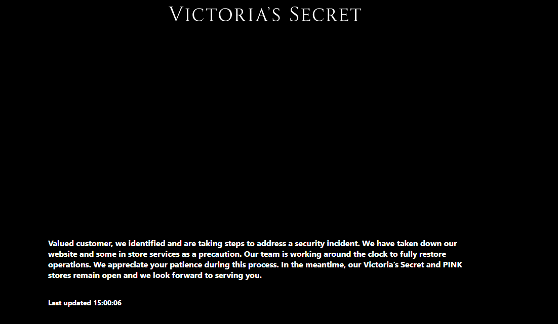 Site da Victoria's Secret está fora do ar desde segunda-feira e cita 'incidente de segurança'
