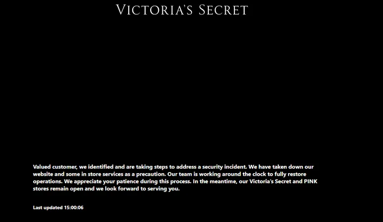 Esse apagão no site ocorre num momento em que a empresa ativista BBRC International Pte Limited tenta comprar uma fatia da Victoria's Secret (Reprodução)
