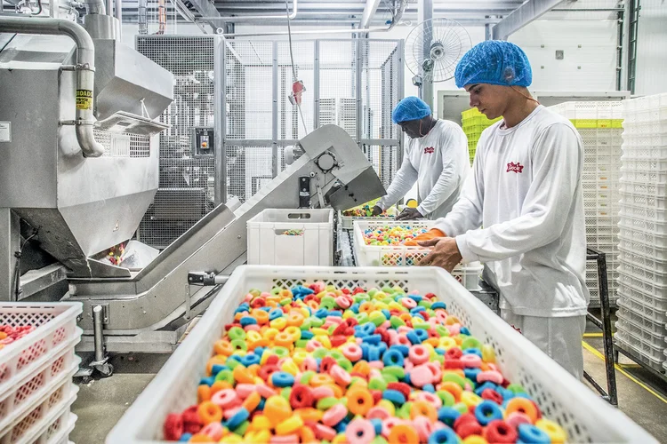 Fábrica da Docile em Lajeado, no Rio Grande do Sul: a planta produz 200 toneladas diárias de guloseimas, com mais de 400 produtos no portfólio (Leandro Fonseca/Exame)