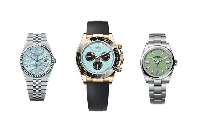 Da esquerda para a direita: os modelos da Rolex, Land-Dweller, Oyster Perpetual Cosmograph Daytona e Oyster Perpetual (Rolex/Divulgação)