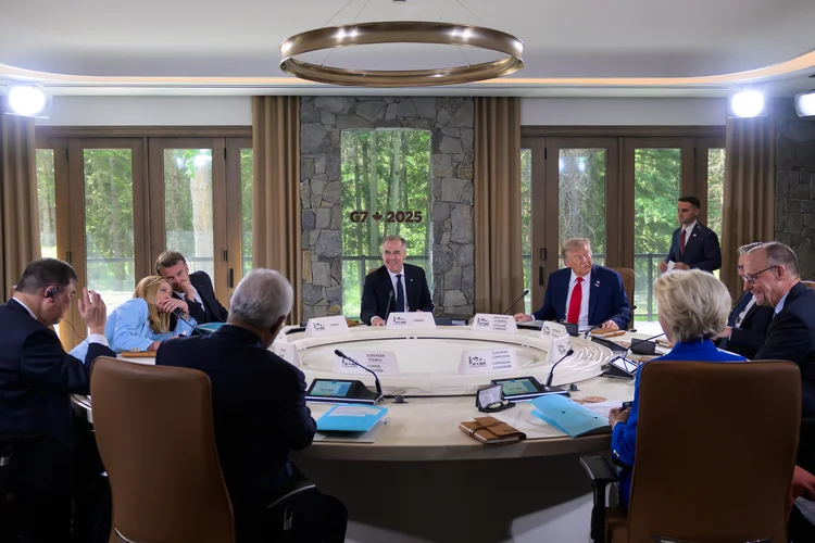 Reunião do G7 no Canadá: Trump deixou o encontro antes do previsto para tratar da escalada do conflito entre Israel e Irã (Governo do Canadá/Divulgação)